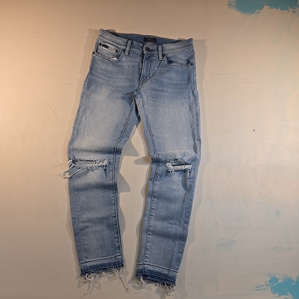 Polo by Ralph Lauren Light Wash Skinny Jeans with Knee Rips